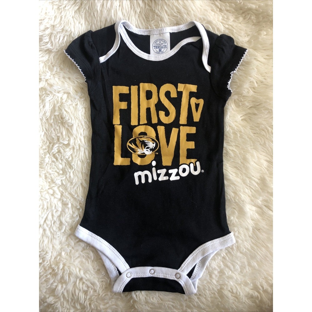 Missouri  Tigers Rivalry Threads Baby Bodysuit 6-9 Month First Love Mizzou Black
